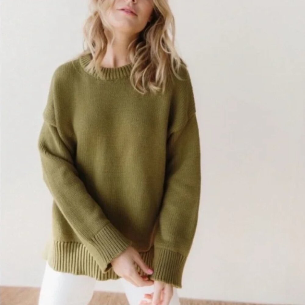 Jenni Kayne Green Cotton Crewneck Small